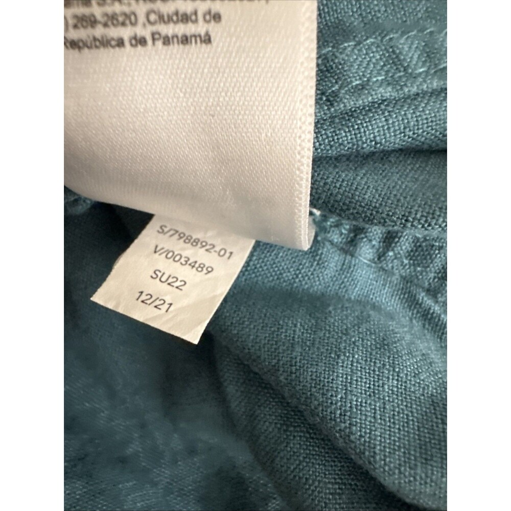 New Athleta 100% Linen Playa Tie Top Size Medium wrap shirt teal Borealis Green - Picture 9 of 12
